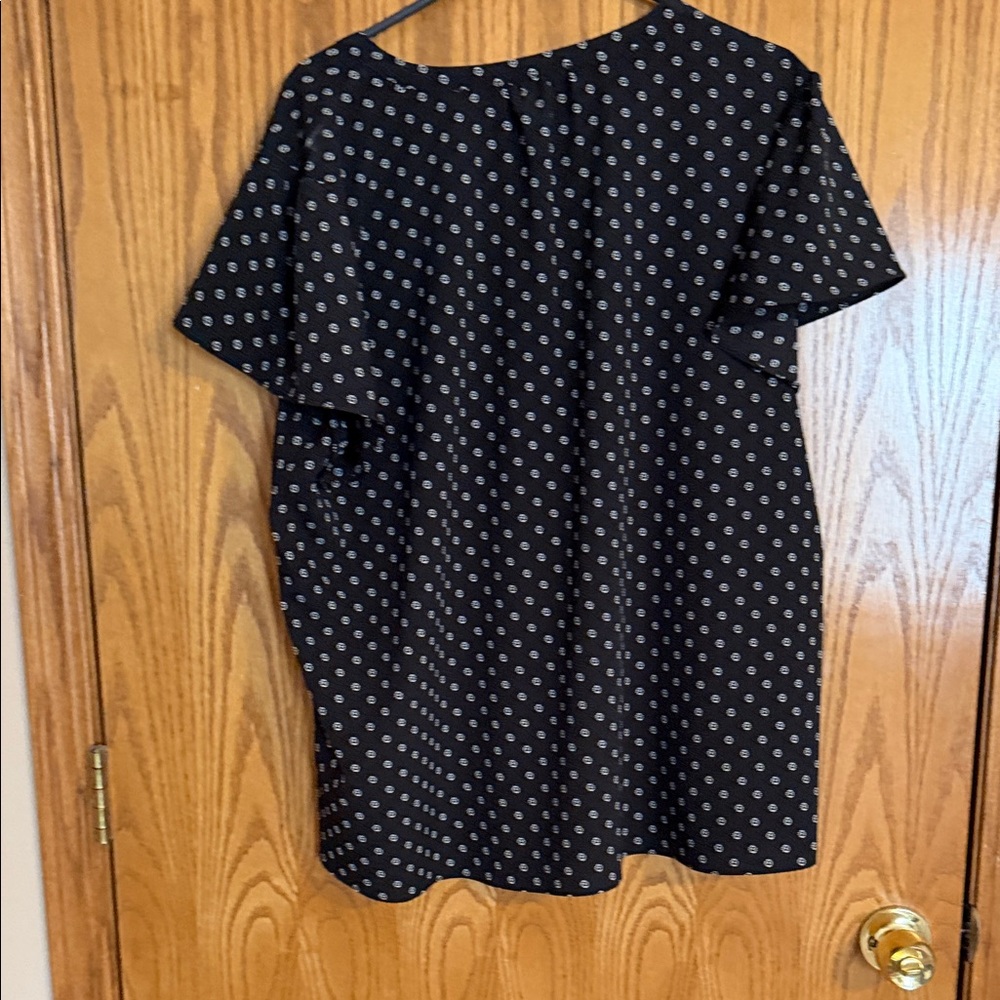 Maurices Black Short Sleeve Blouse with Small White Dot Print - Picture 3 of 3